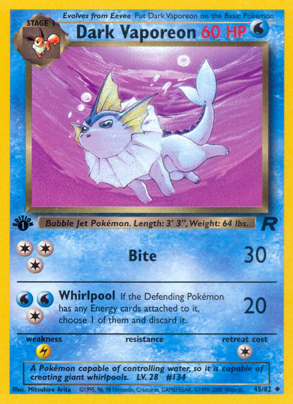Rocket set Dark Vaporeon #45/82 first edition